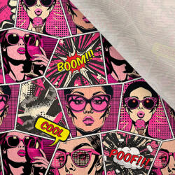 Takoy Bársony / velvet szövet Doris pop art pink képregény