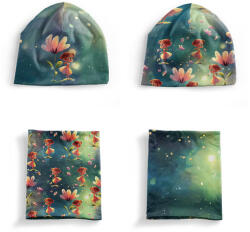 Takoy Panel szabásmintával S-es méret, funkcionális jersey STRONG - sapka és nyakmelegítő szett vöröshajú lány egy nagy virág alatt