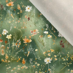 Takoy Bársony / velvet szövet Doris mini virágok sötétzöld Victoria