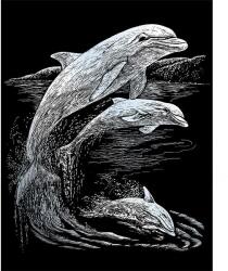 Royal & Langnickel Karckép gravírozó készlet karctűvel, 20x25 cm - Delfinek, ezüst