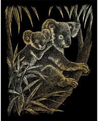 Royal & Langnickel Karckép gravírozó készlet karctűvel, 20x25 cm - Koalák, arany