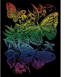 Royal & Langnickel Karckép gravírozó készlet karctűvel, 20x25 cm - Pillangók, szivárvány