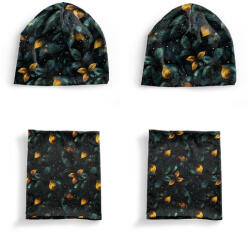 Takoy Panel szabásmintával L funkcionális jersey - sapka és 2x nyakmelegítő szett aranyszínű levelek zölddel