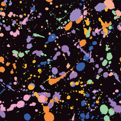 Takoy Matt anyag fürdőruhákhoz, fitnesz ruházathoz fluo fröccsentett minta fekete alapon