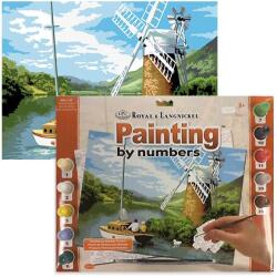 Royal & Langnickel Számozott kifestő készlet, akrilfesték+ecset, 29x39 cm - Szélmalom a folyón