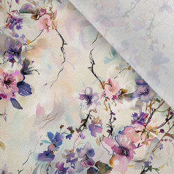 Takoy Blúz anyag/ ruha anyag fényes - világos virágok 4