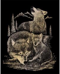 Royal & Langnickel Karckép gravírozó készlet karctűvel, 20x25 cm - Farkasok, arany