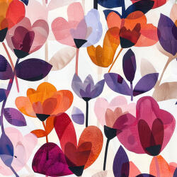 Takoy Közepes félmatt szatén, elasztikus festett virágok Milina