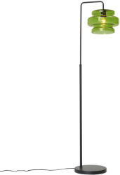 QAZQA Retro állólámpa fekete, zöld üveggel - Denise (108774)