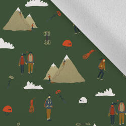 Takoy Rugalmas téli softshell hegymászók sötétzöld alapon - nagyított minta