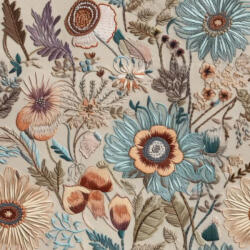 Takoy Poliészter gabardin / Rongo bézs hímzés nyomtatási minta Rose