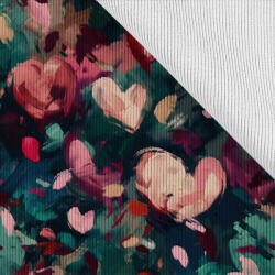 Takoy Funkcionális bordás passzé (méterre rendelhető) - türkiz szívek