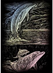 Royal & Langnickel Karckép gravírozó készlet karctűvel, 12x18 cm - Delfin, holográf