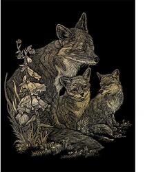 Royal & Langnickel Karckép gravírozó készlet karctűvel, 20x25 cm - Rókák, arany