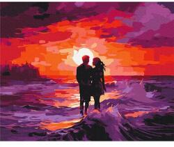 Brushme Számozott kifestő készlet, feszített vásznon, 40x50 cm - Lila naplemente