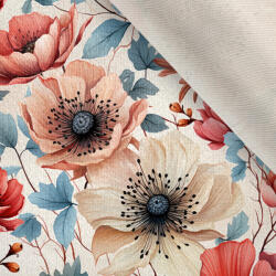 Takoy Bársony / velvet szövet Doris virágok kék levelekkel