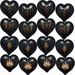 Takoy Panel karácsonyi díszekhez bársony/velvet ELIZA fekete szívek