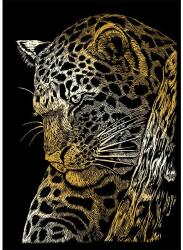 Royal & Langnickel Karckép gravírozó készlet karctűvel, 12x18 cm - Leopárd, arany