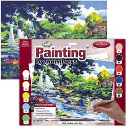 Royal & Langnickel Számozott kifestő készlet, akrilfesték+ecset, 29x39 cm - Csónakázás a folyón