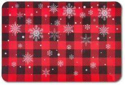 Family Collection Karácsonyi tányéralátét - 45 x 30 cm piros fekete kockás hópehellyel (GL708)