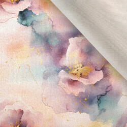 Takoy Bársony / velvet szövet ELIZA rózsaszín akvarell virágok Lulu