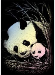 Royal & Langnickel Karckép gravírozó készlet karctűvel, 12x18 cm - Panda, holográf