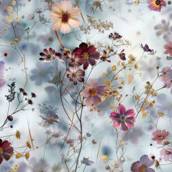 Takoy Blúz anyag/ ruha anyag fényes - világos virágok 32