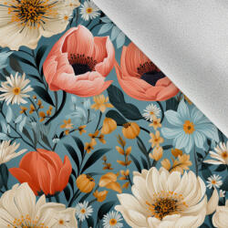 Takoy Téli softshel anyag romantikus virágok Blue