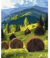 Brushme Számozott kifestő készlet, feszített vásznon, 40x50 cm - Nap a hegyi legelő felett