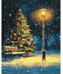 Brushme Számozott kifestő készlet, feszített vásznon, 40x50 cm - Hópelyhek éjszakai tánca