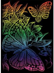 Royal & Langnickel Karckép gravírozó készlet karctűvel, 12x18 cm - Pillangók, szivárvány