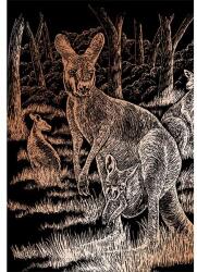 Royal & Langnickel Karckép gravírozó készlet karctűvel, 20x25 cm - Kenguruk, réz