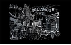 Royal & Langnickel Karckép gravírozó készlet karctűvel, 29x39 cm - Hollywood, ezüst