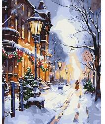 Brushme Számozott kifestő készlet, feszített vásznon, 40x50 cm - Lámpások ragyogása télen