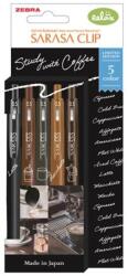 Zebra Zseléstoll, 0, 33 mm, nyomógombos, ZEBRA Sarasa Study with Coffee, 5 különböző szín (TZ81456)