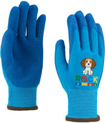 ROCK SAFETY Gyermek poliészter szerelőkesztyű hablatex tenyérmártással (KID-DOG-A)
