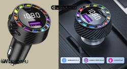 Jellico FM transmitter Bluetooth kihangosító MP3 lejátszó autós töltő 1xUSB-A 1xUSB-C PD30W QC3.0 Jellico - Fekete (FM2-01)