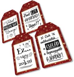Nyomtatott dekorkarton - Ajándék kísérő táblák humoros 4db/csomag