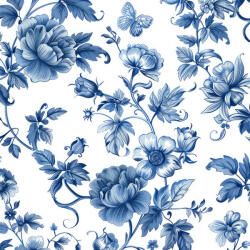 Takoy Țesătură lucioasă pentru rochie blue flowers