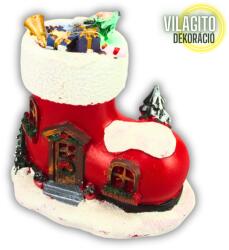  Világítós karácsonyi csizma ház - LED-es téli dekoráció