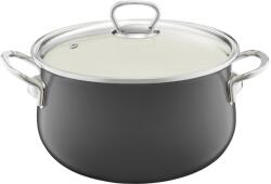 Emalia Olkusz Oala email cu capac 20cm, 2.6L, gri, Optimum (35231)