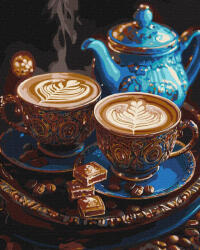 Ideyka Set pictura pe numere, cu sasiu, Cafea si ciocolata - extra culori metalizate, 40x50 cm (KHO5715)