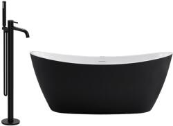 EWECA Set cada freestanding Elegance, ovala, acril, neagra, cu margine slim, 170 x 80 x 68 cm, baterie Slimmer negru, Eweca (CFR6520WB1310639)