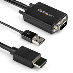 StarTech VGA2HDMM2M video átalakító kábel 2 M USB Type-A + VGA (D-Sub) HDMI A-típus (Standard) Fekete (VGA2HDMM2M)