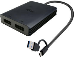 i-tec CADUAL4KDP video átalakító kábel 0, 27 M USB Type-A/USB Type-C 2 x DisplayPort Fekete (CADUAL4KDP)