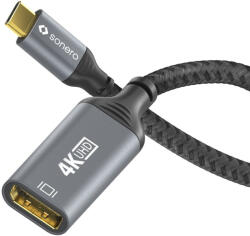 sonero SPC-V110-002 video átalakító kábel 0, 1 M USB C-típus DisplayPort Fekete, Szürke (SPC-V110-002)