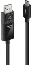 Lindy 43343 video átalakító kábel 3 M USB C-típus DisplayPort Fekete (43343)
