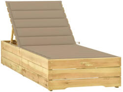 vidaXL impregnált fenyőfa napozóágy bézs színű párnával (3065912)