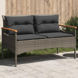 vidaXL szürke polyrattan kerti pad párnával 116 x 62, 5 x 74 (368402)