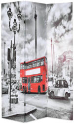 vidaXL Fekete-fehér londoni busz mintás paraván 120 x 170 cm (245873)